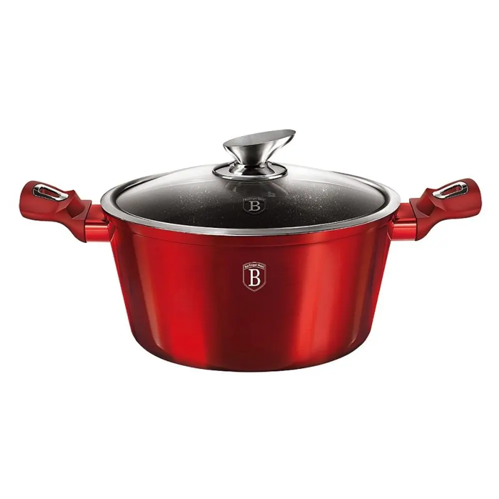 BERLINGERHAUS Kastrol s mramorovým povrchem a poklicí 28 cm Burgundy Metallic Line BH-1258