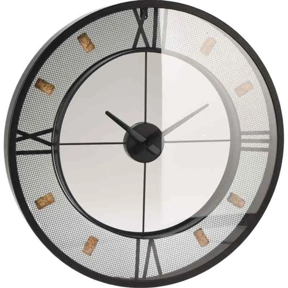 SEGNALE Nástěnné hodiny kovové černá 57 cm KO-HZ1303700