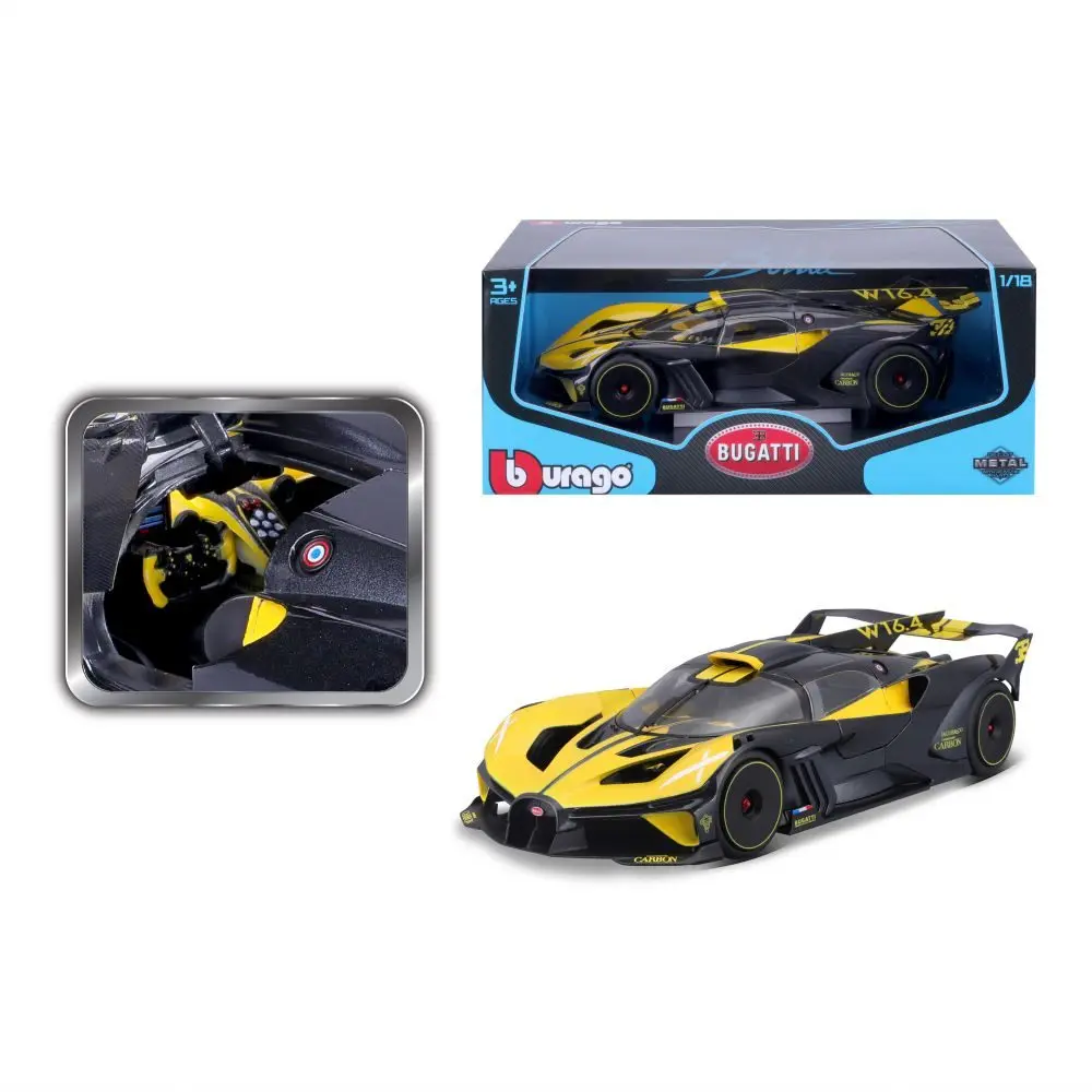 Bburago top bugatti bolide yellow/black, 1:18