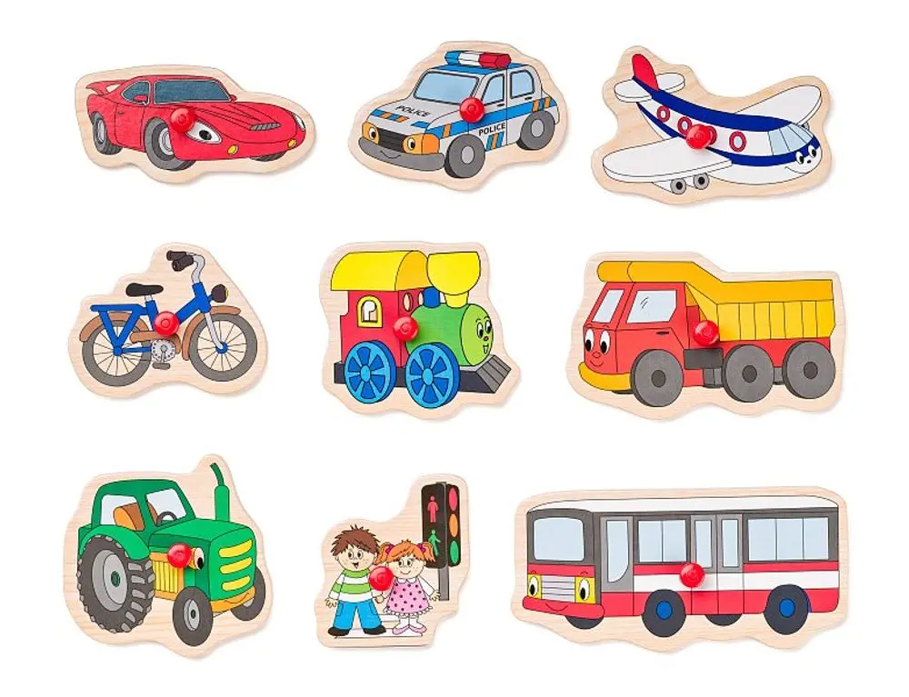 Woody - Dřevěné vkládací puzzle - Dopravní prostředky