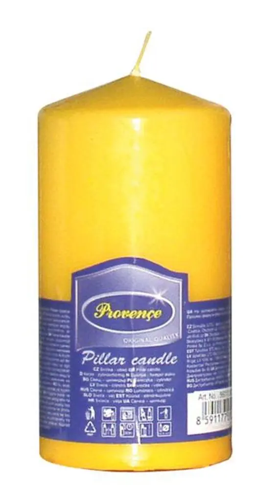 Provence Svíčka parafín válec žlutá, 6, 3 x 12, 5 cm_hamashop