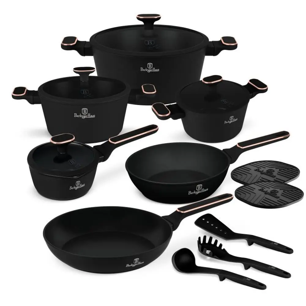 BERLINGERHAUS Sada nádobí s titanovým povrchem 15 ks Black Rose Collection BH-8363