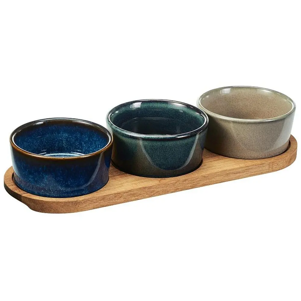 EXCELLENT HOUSEWARE Servírovací misky na akátovém podnose sada 4 ks KO-278001170