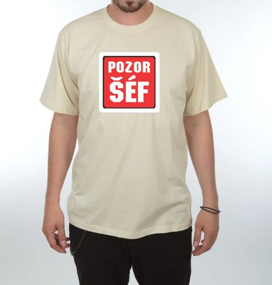 Tričko - Pozor šéf - M písková