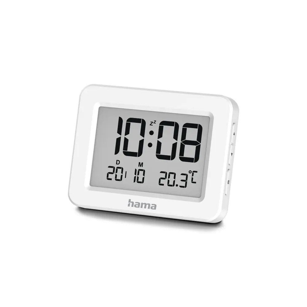 Hama Kos, digitální budík, s datem a teplotou, bílý