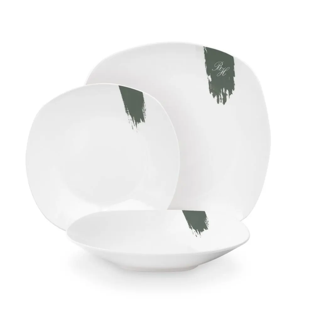 BERLINGERHAUS Jídelní sada talířů 18 ks Matte Green Collection bílá-zelená BH-10205