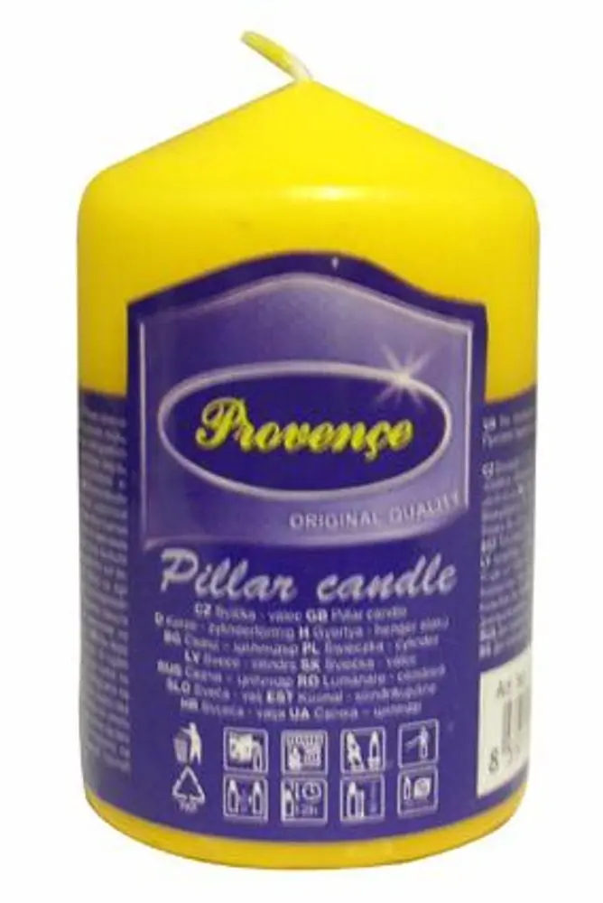 Provence Svíčka parafín válec žlutá, 5 x 8 cm_hamashop