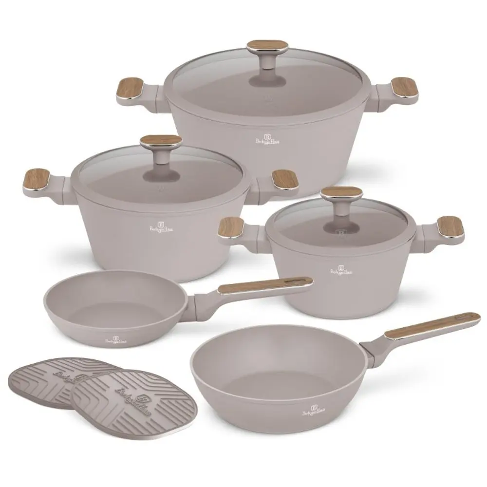 BERLINGERHAUS Sada nádobí s titanovým povrchem 10 ks Taupe Nordic Collection BH-8343