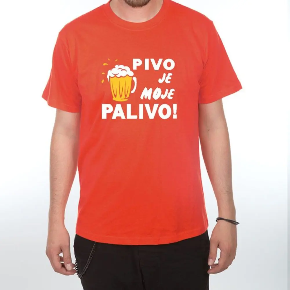 Tričko - Pivo je moje palivo - XXL červená