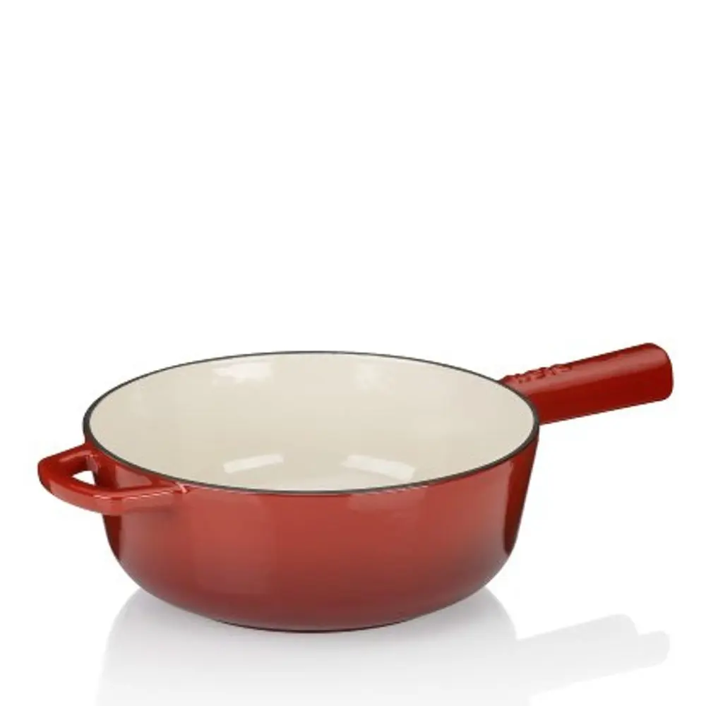 KELA Pánev na sýrové fondue litinová CALIDO 1,8 l červená KL-16622