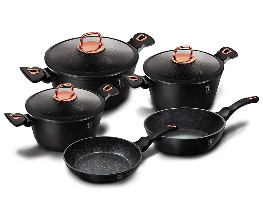 BERLINGERHAUS Sada nádobí s mramorovým povrchem 10 ks Black Rose Collection BH-8168
