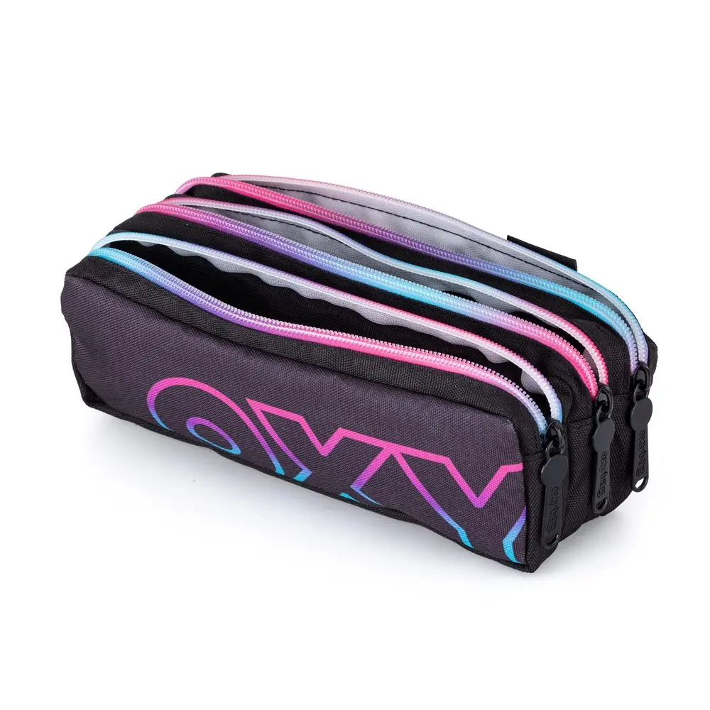 Pouzdro etue 3 zipy Rainbow Pink
