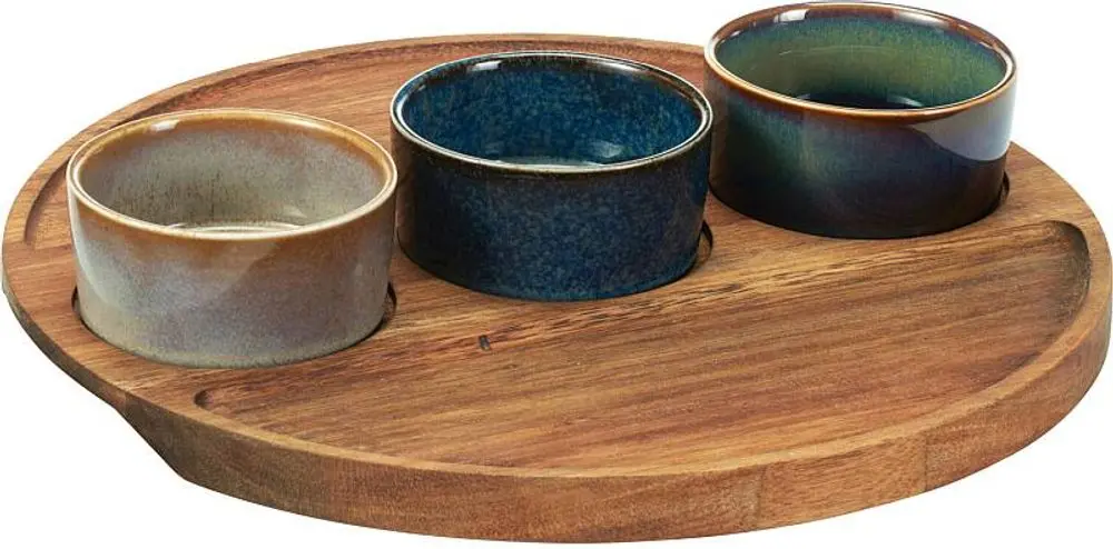 EXCELLENT HOUSEWARE Servírovací misky na akátovém podnose sada 4 ks KO-278001180