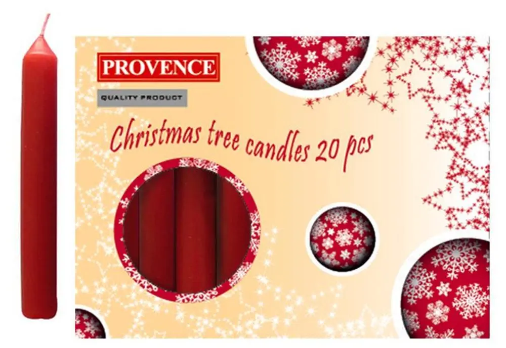 Provence svíčka vánoční červená, 10 x 1,3 cm, set 20 ks_hamashop