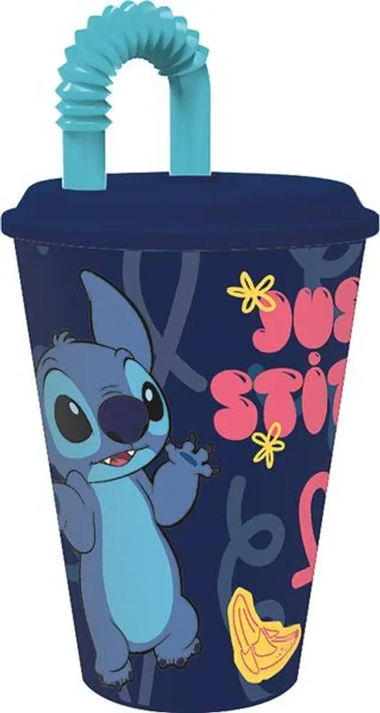 STOR Plastový kelímek s brčkem Stitch 430ml
