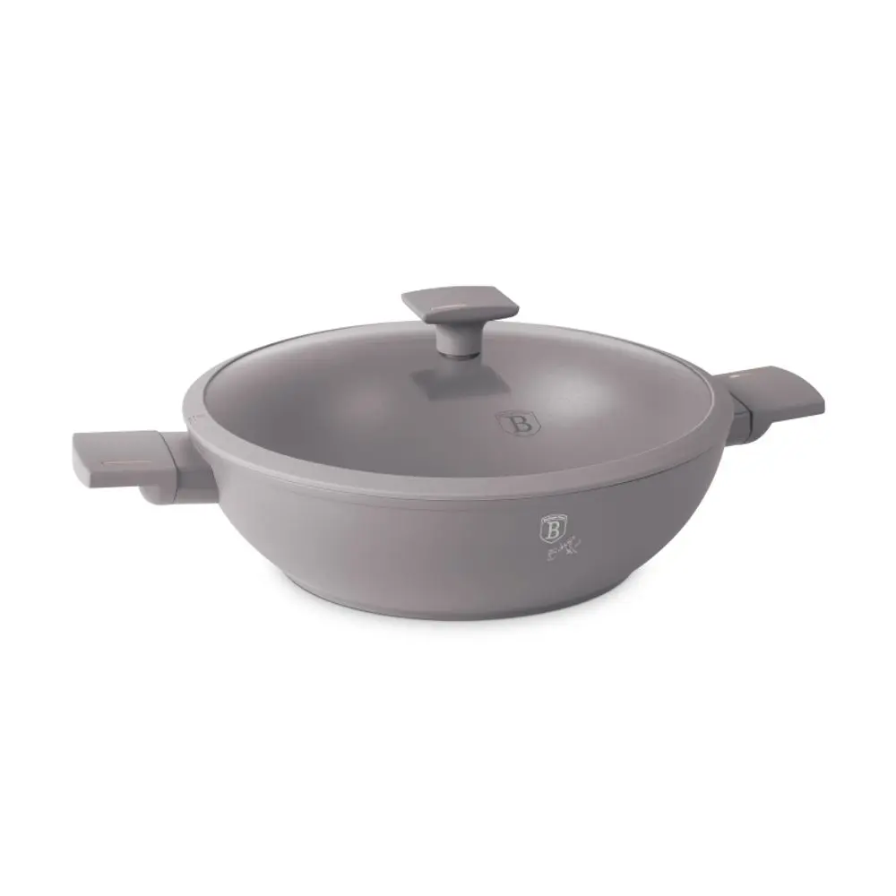 BERLINGERHAUS Pánev WOK s titanovým povrchem a poklicí 30 cm Taupe Collection BH-8095