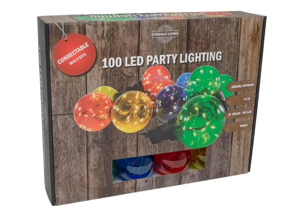 SVENSKA LIVING ŘETĚZ PARTY 100LED VÍCEBAREVNÝ 3M 50CM ČASOVAČ_hamashop
