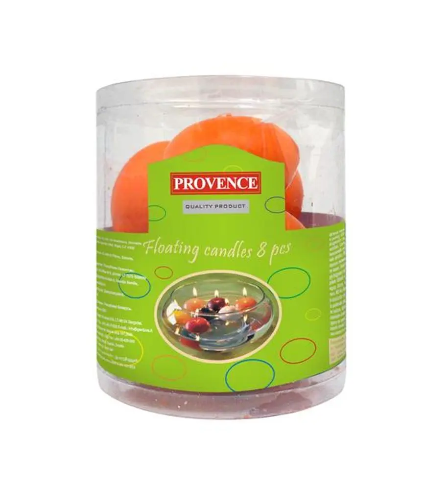 Provence Svíčky plovoucí 8 ks oranžová, 4, 3 x 2, 8 cm_hamashop