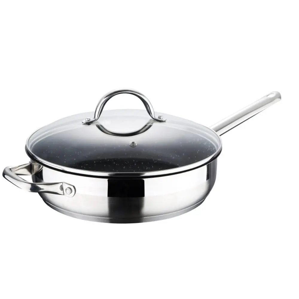 BERGNER Pánev s mramorovým povrchem a poklicí GOURMET 24 cm nerez BG-9846-MM