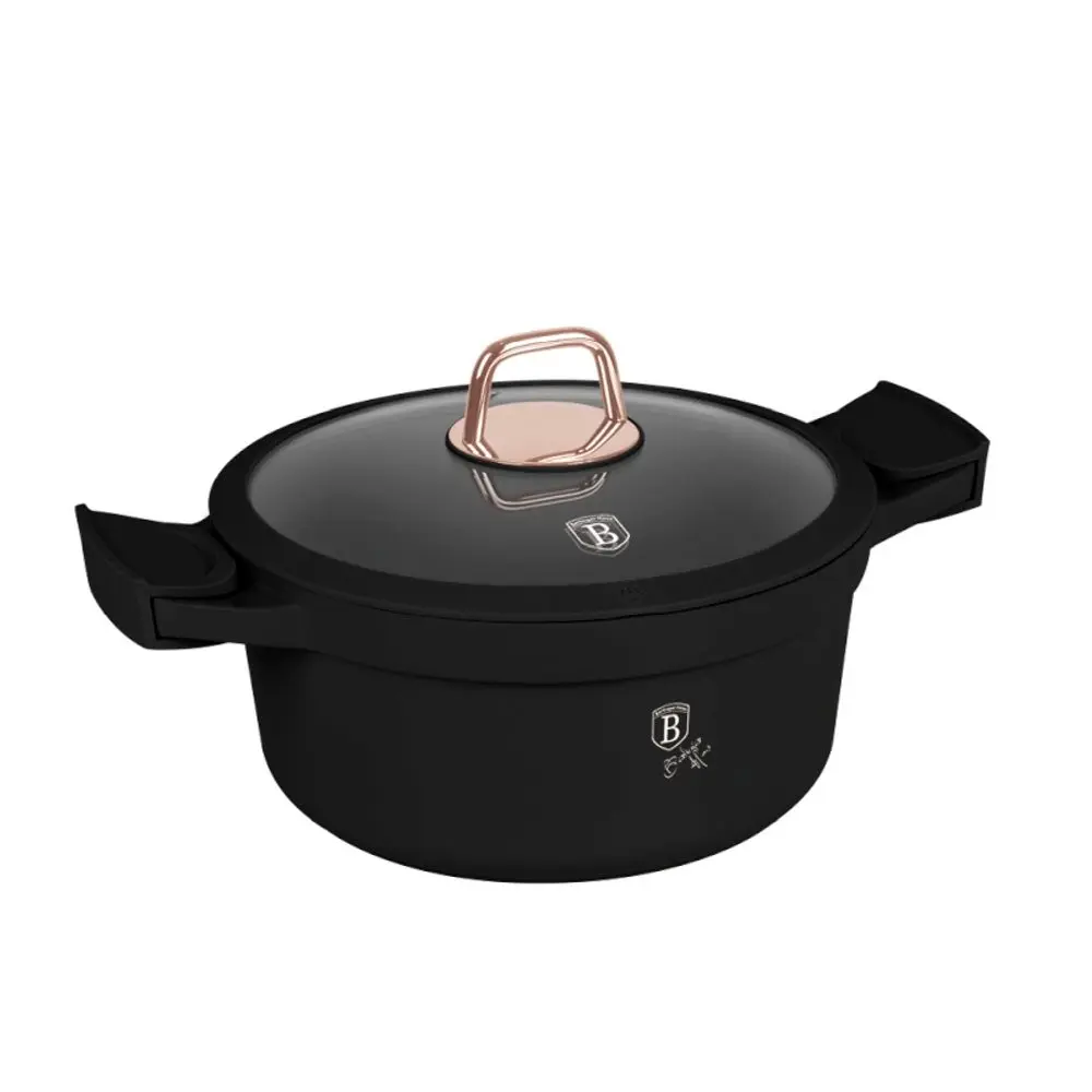 BERLINGERHAUS Kastrol s titanovým povrchem a poklicí 24 cm Black Rose Collection BH-1457