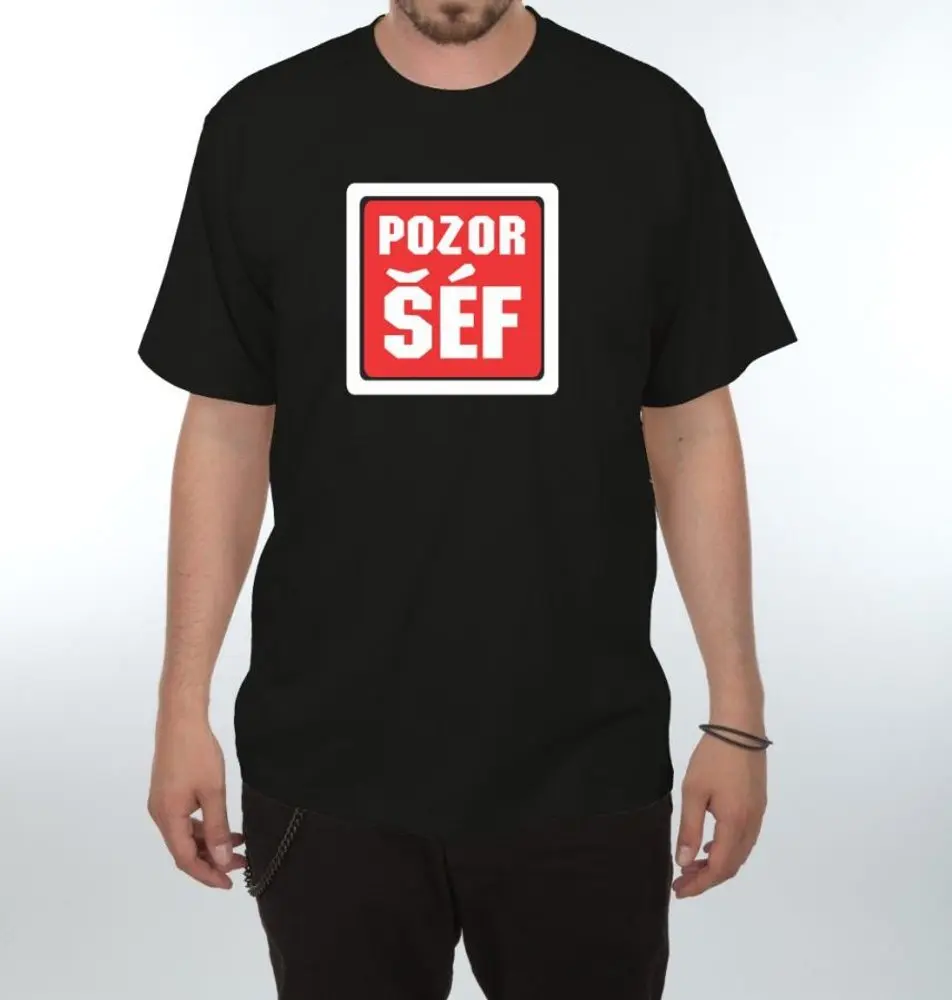 Tričko - Pozor šéf - M černá