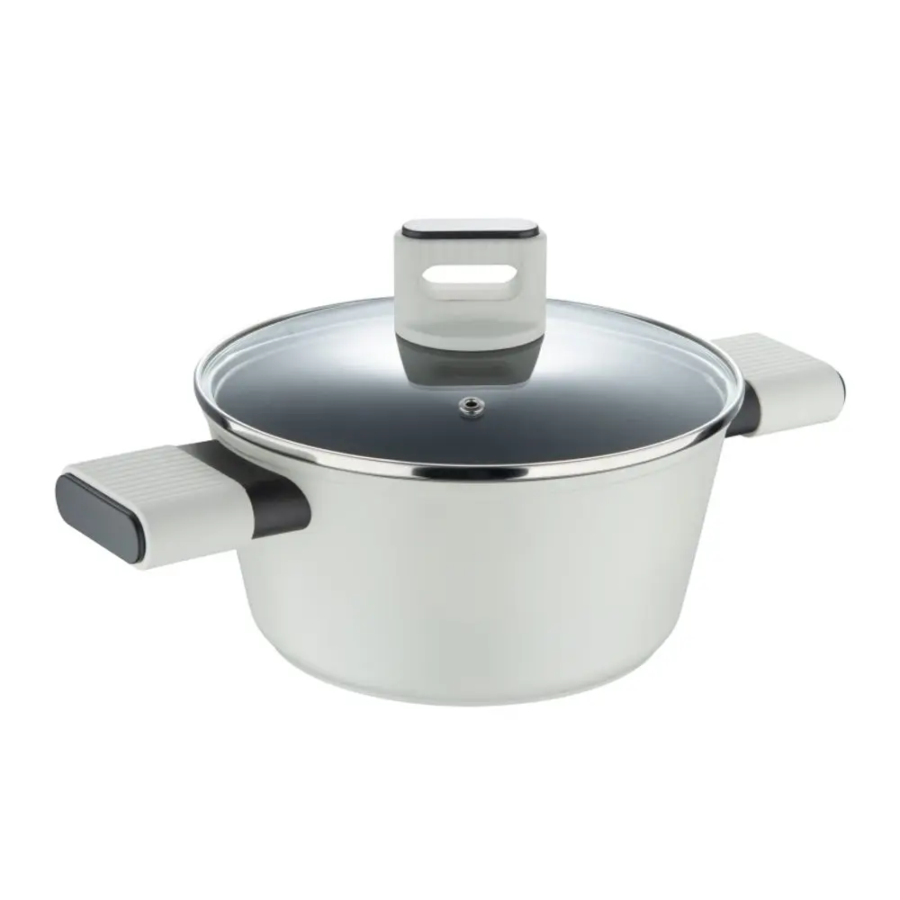 BERGNER Kastrol s poklicí s nepřilnavým povrchem LINES 20 cm šedobílá BG-56091-GY