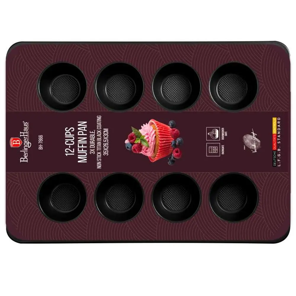 BERLINGERHAUS Forma na muffiny s nepřilnavým povrchem 12 ks Burgundy BH-7866