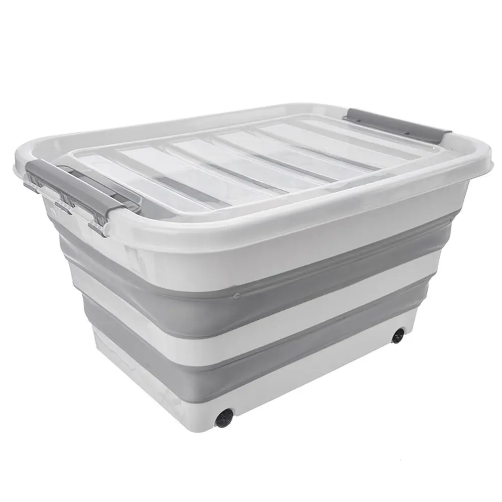 Bílo-šedý plastový úložný box s víkem 54x39x28 cm Kemp – Orion