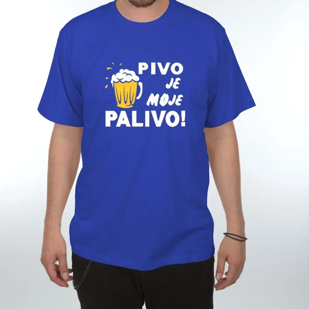 Tričko - Pivo je moje palivo - XXXL královsky modrá