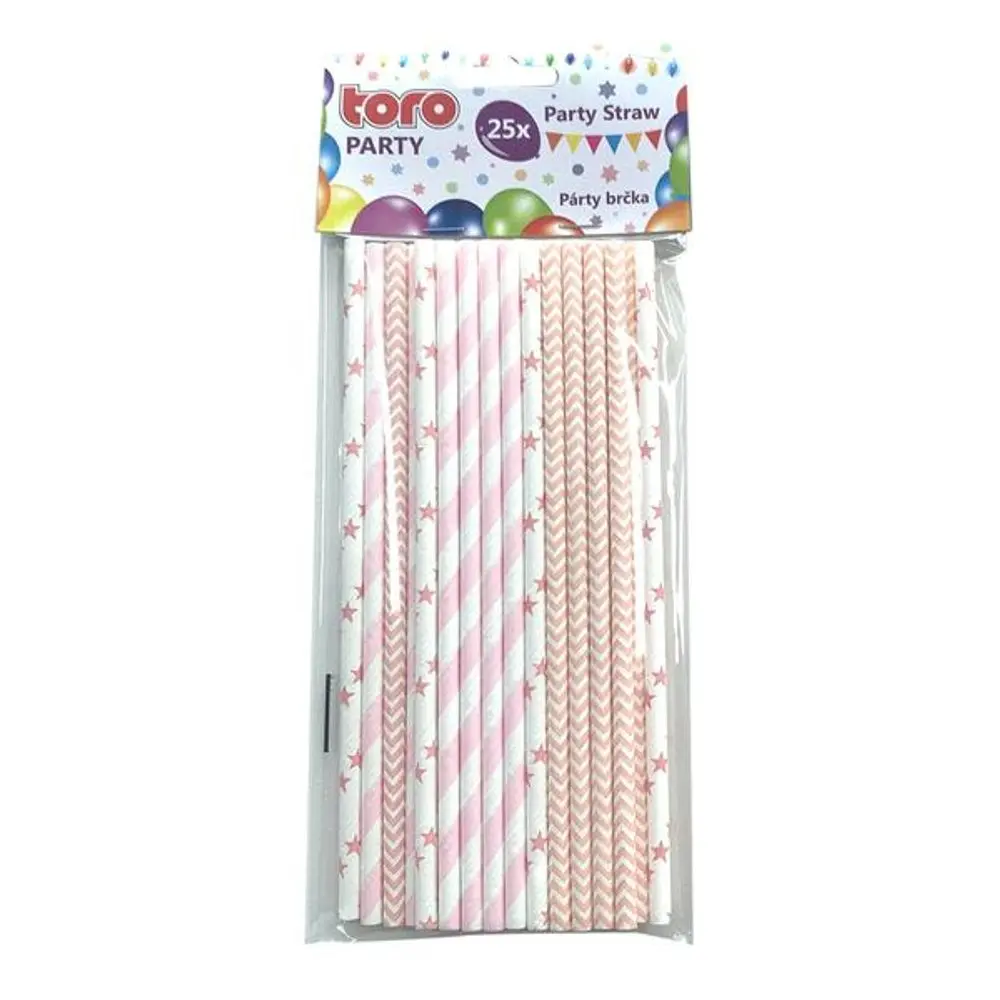TORO BRČKA PAPÍROVÁ 19,7CM, 25KS ŘŮŽOVÁ 3ASS_hamashop