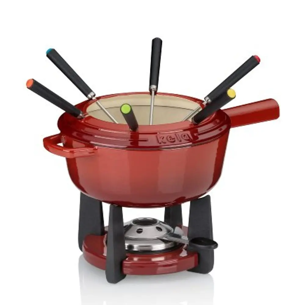 KELA Fondue sada litinová CALIDO 1,8 l červená KL-16620