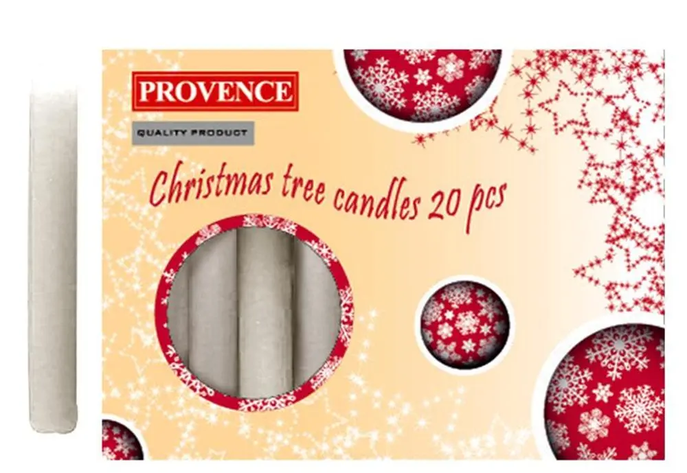 Provence svíčka vánoční bílá 10 x 1,3 cm, set 20 ks_hamashop