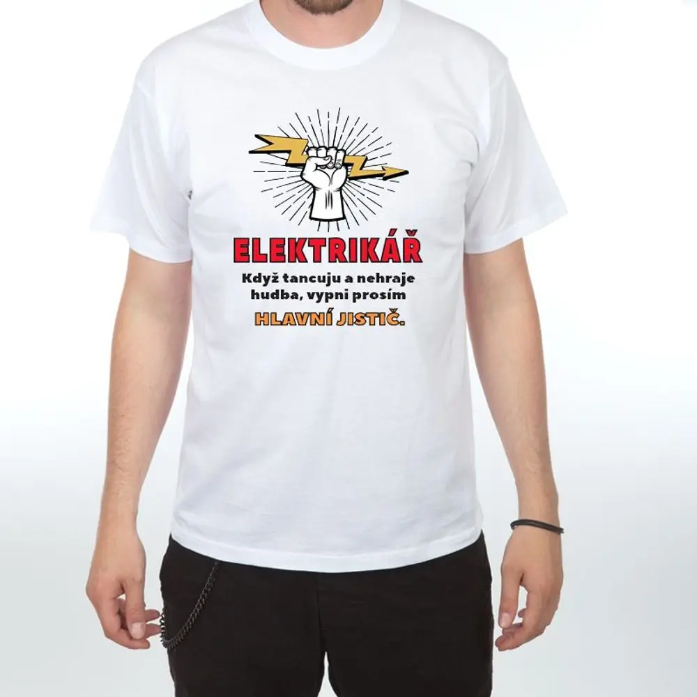 Tričko - Elektrikář - vypněte jistič - XXXL bílá