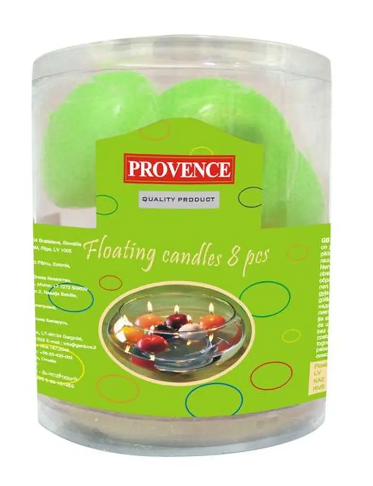 Provence Svíčky plovoucí 8 ks světle zelená, 4, 3 x 2, 8 cm_hamashop