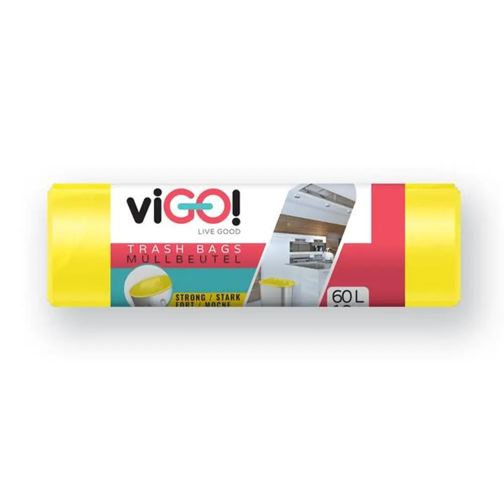 Pytle na odpadky ViGO - 60 l, žluté, 28 mic, 10 ks