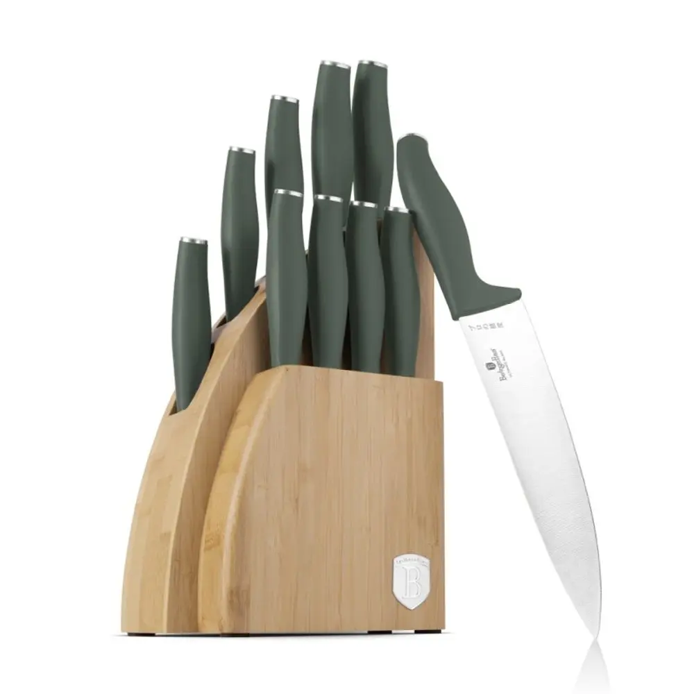 BERLINGERHAUS Sada nožů se stojanem BAMBOO 10 ks Matte Green Collection BH-3123