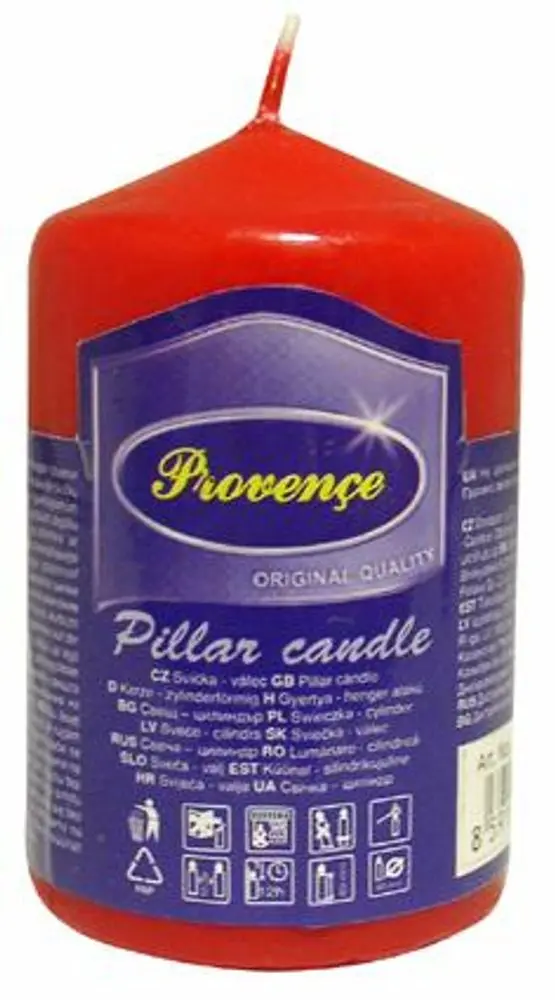 Neparfemovaná svíčka PROVENCE 8cm červená