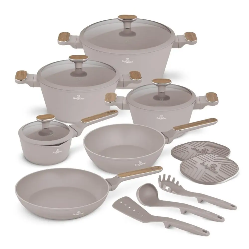 BERLINGERHAUS Sada nádobí s titanovým povrchem 15 ks Taupe Nordic Collection BH-8344