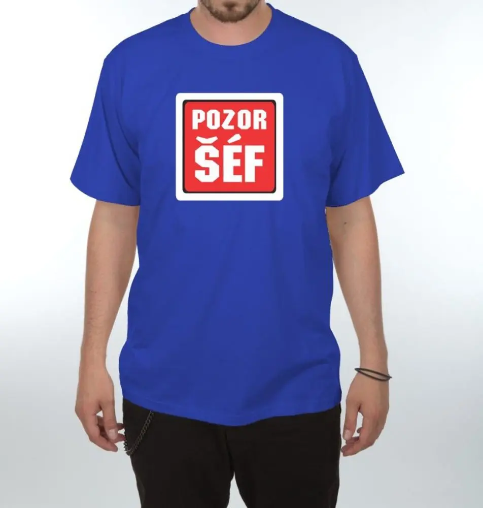 Tričko - Pozor šéf - M královsky modrá