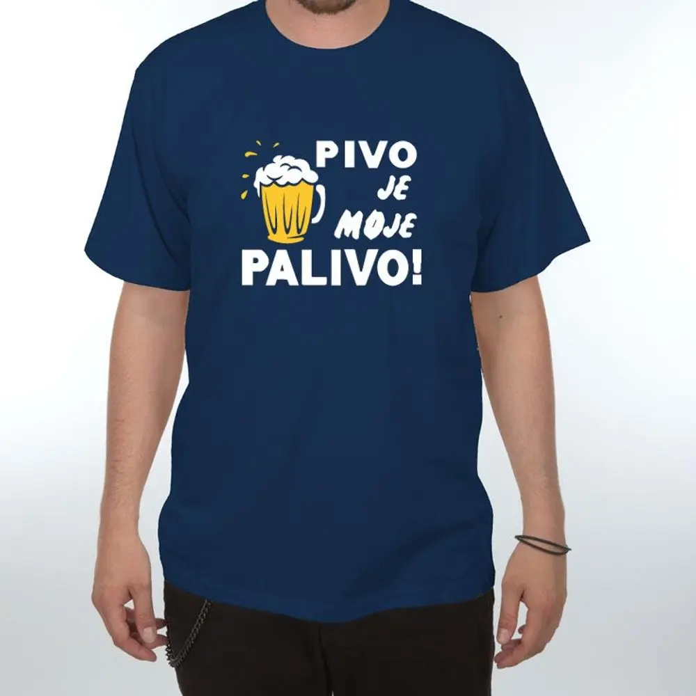 Tričko - Pivo je moje palivo - L tmavě modrá