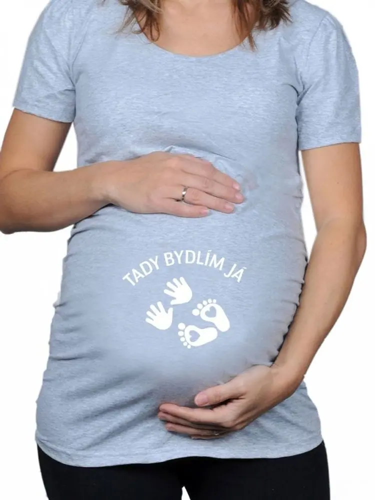 Těhotenské tričko - Tady bydlím já - XL melír