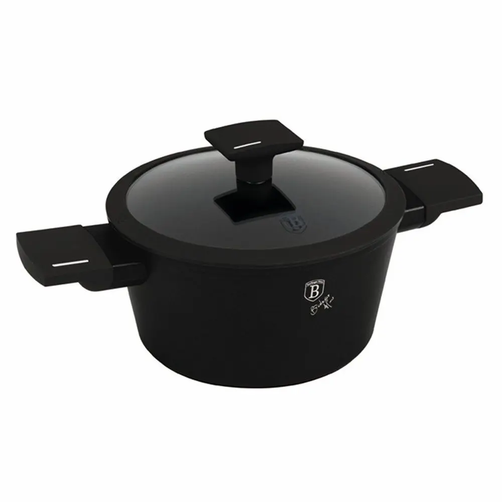 BERLINGERHAUS Kastrol s titanovým povrchem a poklicí 20 cm Matte Black Collection BH-8187