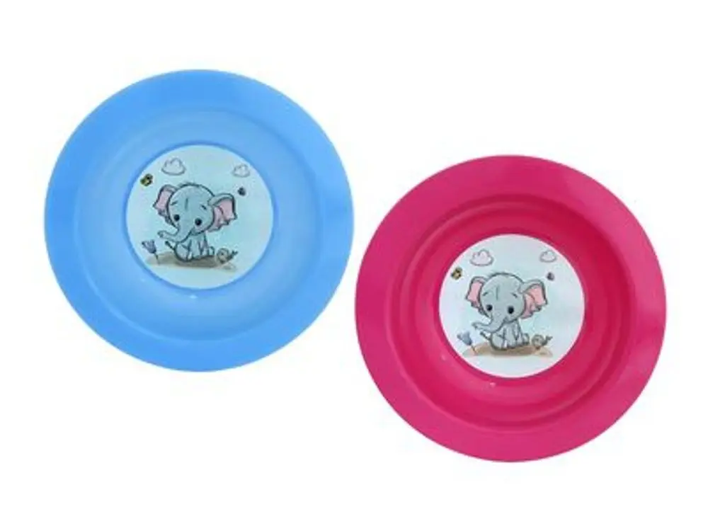 talíř d17,3cm hlub. SLŮNĚ IML, aqua, růž., dětský, plast