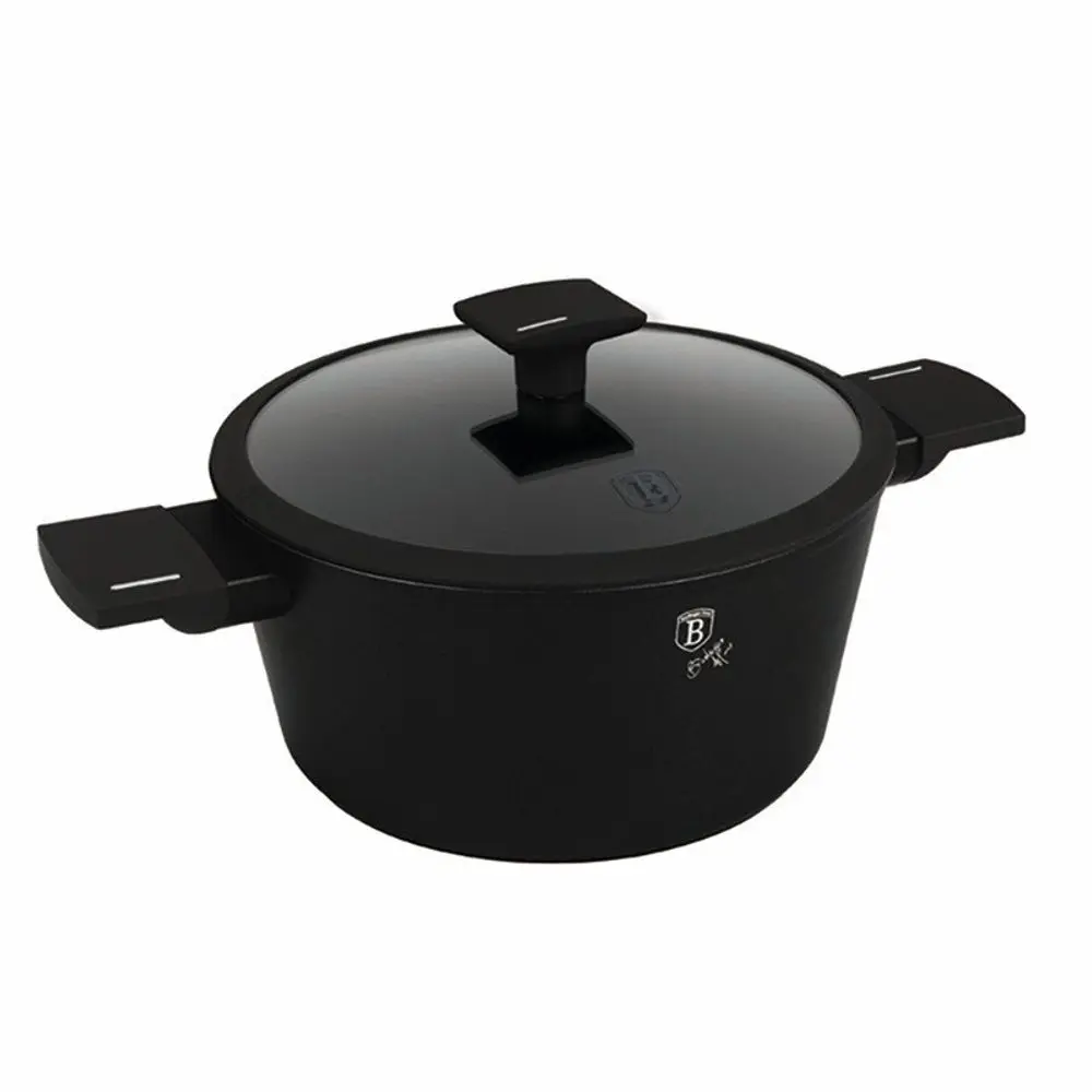 BERLINGERHAUS Kastrol s titanovým povrchem a poklicí 24 cm Matte Black Collection BH-8188