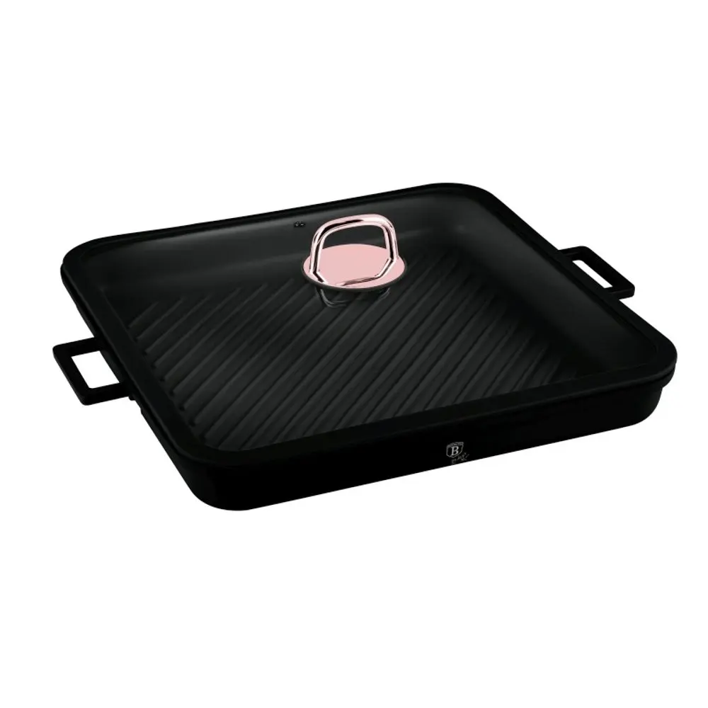 BERLINGERHAUS Pánev grilovací s titanovým povrchem a poklicí 34 cm Black Rose Collection BH-7789
