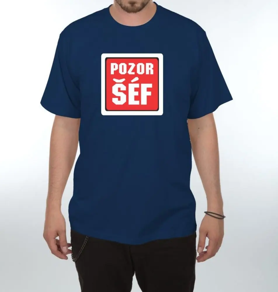 Tričko - Pozor šéf - M tmavě modrá
