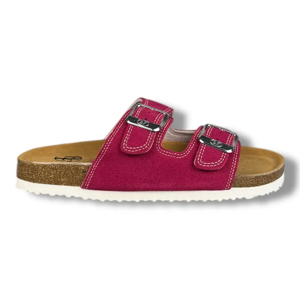 Dívčí kožené pantofle Best Feet - Fuchsia - 37
