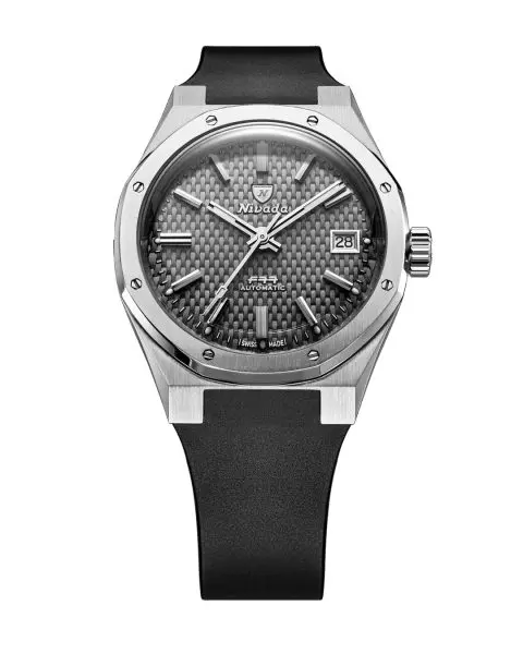 Nivada Grenchen F77 SST Grey MK2 Date - 38 mm - Black Rubber