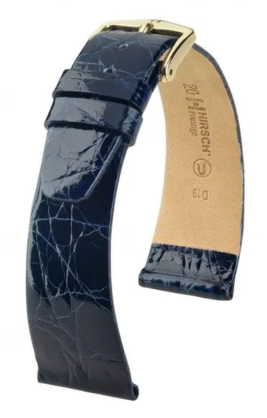 Řemínek Hirsch Prestige Crocodile - modrý