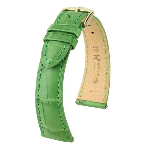 Řemínek Hirsch London Alligator - zelený, mat